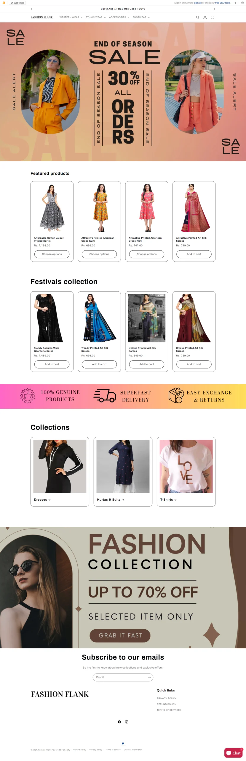 Fashion Flank Portfolio website